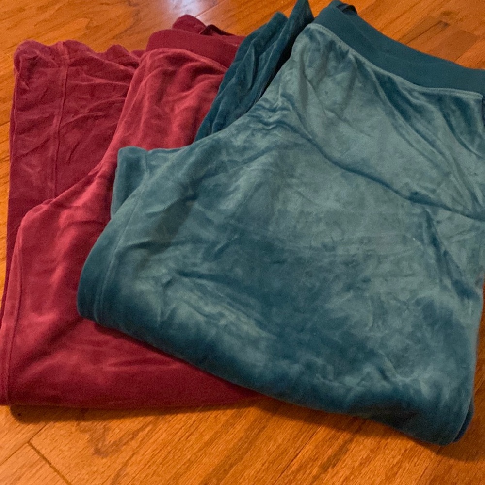 Faux velvet elastic band pants